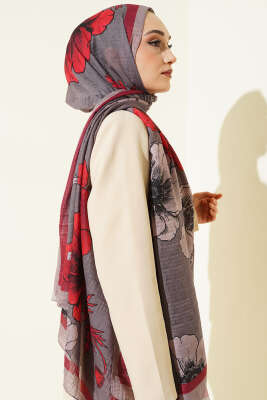 Çiçek Desenli Müslin Şal Vizon - Günün Seçilenleri