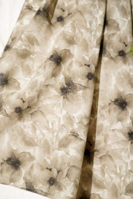 Çiçek Desenli Rami Şal Haki - Başörtüsü