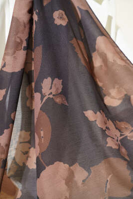 Çiçek Desenli Ribana Şal Camel - Başörtüsü