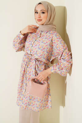 Çiçek Desenli Uzun Gömlek Asorti 1 - POLO LIVE