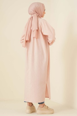 Çiçek Desenli Uzun Tunik Bej - Tunik