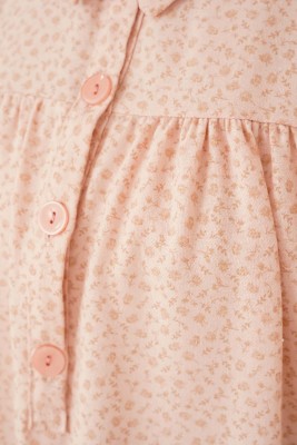 Çiçek Desenli Uzun Tunik Bej - Tunik