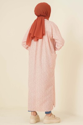 Çiçek Desenli Uzun Tunik Bordo - Tunik