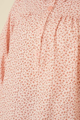 Çiçek Desenli Uzun Tunik Bordo - Tunik