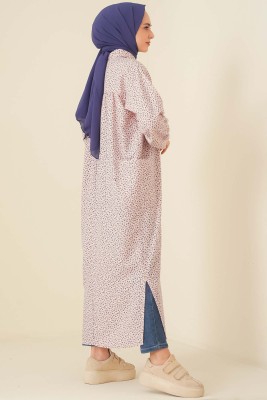 Çiçek Desenli Uzun Tunik Lacivert - Tunik