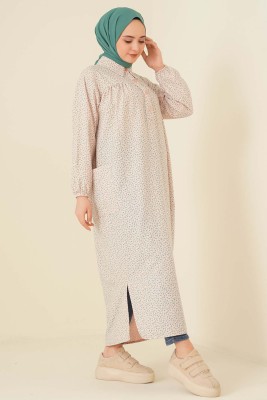 Çiçek Desenli Uzun Tunik Yeşil 