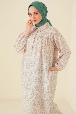 Çiçek Desenli Uzun Tunik Yeşil - Tunik