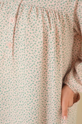 Çiçek Desenli Uzun Tunik Yeşil - Tunik