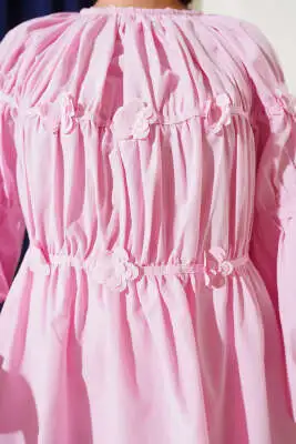 Çiçek Detaylı Biyeli Tunik Pembe - Tunik