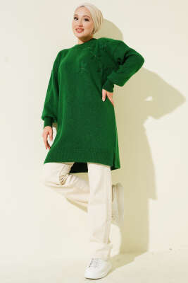 Çiçek Detaylı Yumoş Triko Tunik Benetton - Tunik