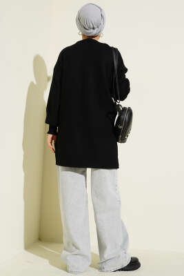 Çiçek Detaylı Yumoş Triko Tunik Siyah - 300-500 TL Ürünler