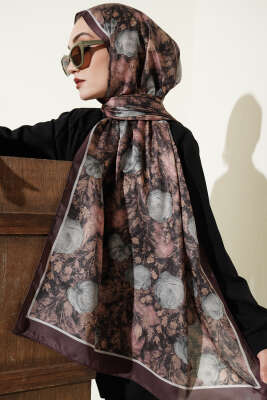 Çiçek Esintisi Soft Şal Acı Kahve 