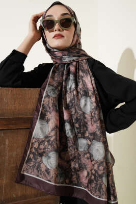 Çiçek Esintisi Soft Şal Acı Kahve - Başörtüsü