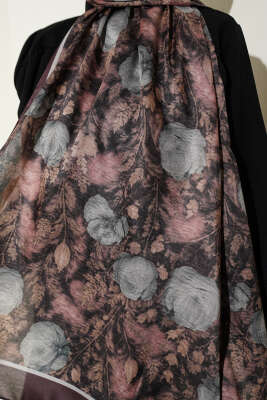 Çiçek Esintisi Soft Şal Acı Kahve - Başörtüsü