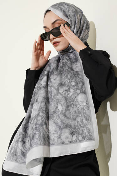 Çiçek Esintisi Soft Şal Gri - Başörtüsü