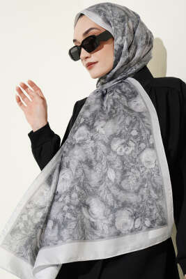 Çiçek Esintisi Soft Şal Gri - Başörtüsü