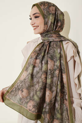 Çiçek Esintisi Soft Şal Haki 