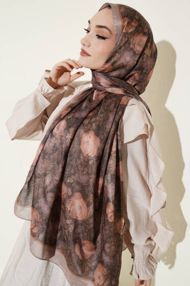 Çiçek Esintisi Soft Şal Kum Bej - Başörtüsü