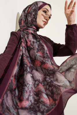 Çiçek Esintisi Soft Şal Mürdüm 