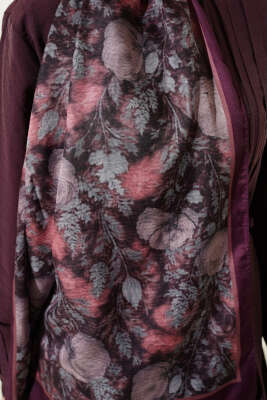 Çiçek Esintisi Soft Şal Mürdüm - Başörtüsü