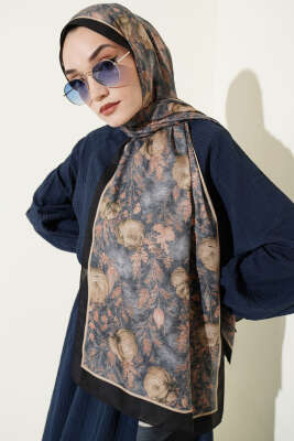 Çiçek Esintisi Soft Şal Siyah - Başörtüsü