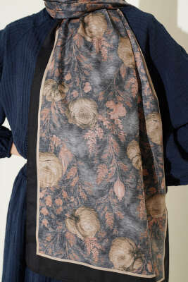 Çiçek Esintisi Soft Şal Siyah - Başörtüsü