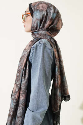 Çiçek Esintisi Soft Şal Siyah Mavi - Başörtüsü