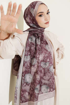 Çiçek Esintisi Soft Şal Vizon - Başörtüsü
