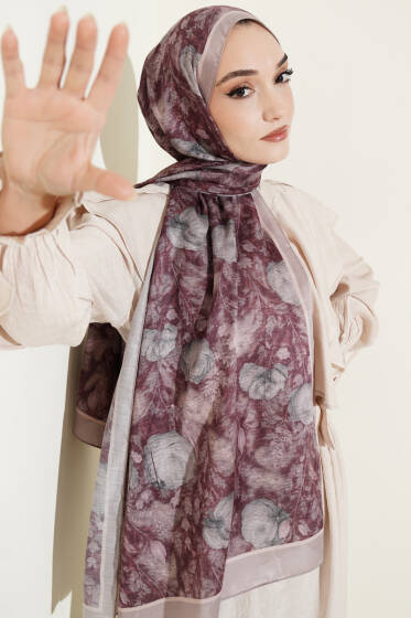 Çiçek Esintisi Soft Şal Vizon - Başörtüsü