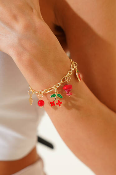 Çiçek Figürlü Bileklik Gold - Bileklik