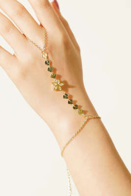 Çiçek Figürlü Taşlı Şahmeran Gold 