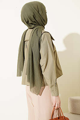 Çiçek Güpürlü Önlük Yaka Kısa Gömlek Çağla Yeşili - Gömlek