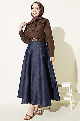 Çiçek Güpürlü Önlük Yaka Kısa Gömlek Kahve - Gömlek