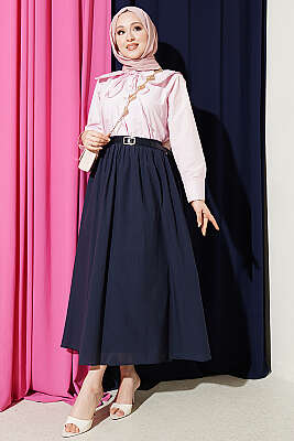 Çiçek Güpürlü Önlük Yaka Kısa Gömlek Pembe - Gömlek