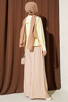 Çiçek Güpürlü Önlük Yaka Kısa Gömlek Sarı - Gömlek