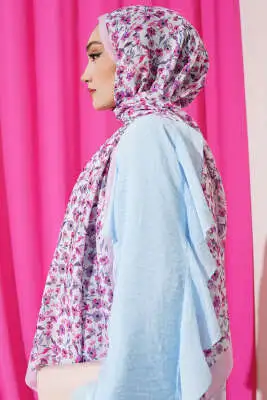 Çiçek Işıltısı Serisi Şal Pembe - Başörtüsü