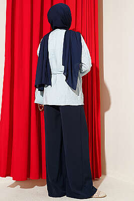 Çiçek İşlemeli Bağlamalı Kimono Bebe Mavi - Dış Giyim&Mont