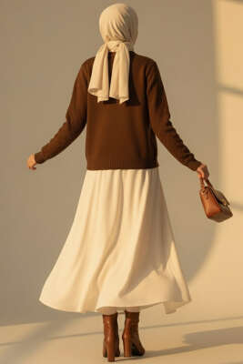 Çiçek İşlemeli Kısa Triko Hırka Kahve - Hırka