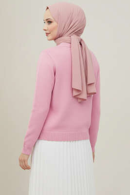 Çiçek İşlemeli Kısa Triko Hırka Pembe - Hırka