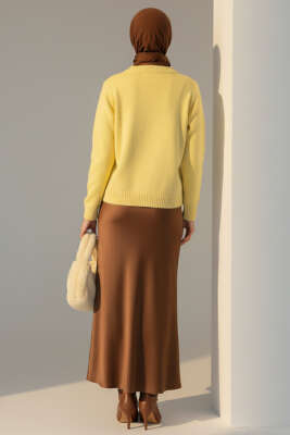 Çiçek İşlemeli Kısa Triko Hırka Sarı - Hırka