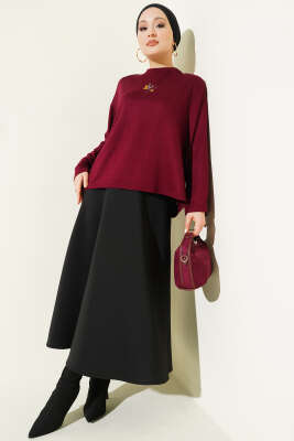 Çiçek İşlemeli Loyşa Bluz Bordo - 100-300 TL Ürünler