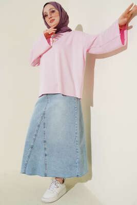 Çiçek İşlemeli Loyşa Bluz Pembe - Bluz