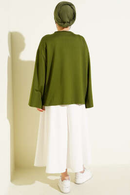 Çiçek İşlemeli Loyşa Bluz Yeşil - Bluz