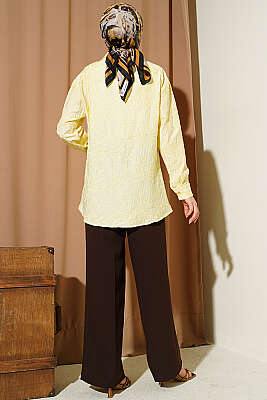 Çiçek Kabartmalı Basic Gömlek Sarı - Gömlek