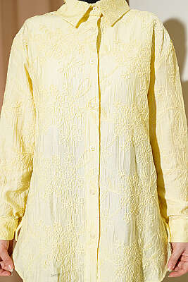 Çiçek Kabartmalı Basic Gömlek Sarı - Gömlek