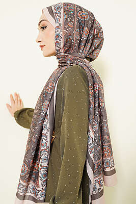 Çiçek Motifli Soft Şal Bej - Başörtüsü