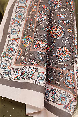 Çiçek Motifli Soft Şal Bej - Başörtüsü