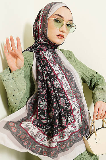 Çiçek Motifli Soft Şal Taş - Başörtüsü