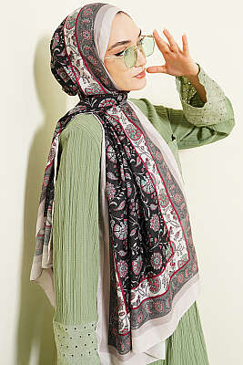 Çiçek Motifli Soft Şal Taş - Başörtüsü