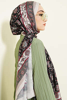 Çiçek Motifli Soft Şal Taş - Başörtüsü